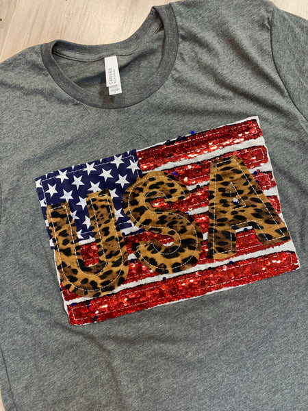 Leopard Tie Dye Monogram Bella Canvas Graphic Tee Shirt