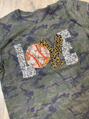 LOVE Baseball Shirt - Leopard, Baseball, Sequins