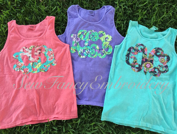 Monogrammed Comfort Colors Tank Top with Large Monogram – Southern Touch  Monograms