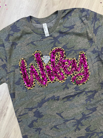 Double Stacked Wifey tee - Leopard and Sequins