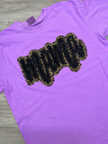 Double Stacked Cursive MAMA or Custom Name - Leopard and Glitter/Sequins