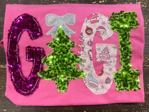 Christmas Name Shirt - Pink Glam