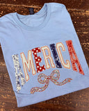 America Shirt with Bow, American Shirt, Patriotic Shirt