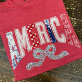 America Shirt with Bow, American Shirt, Patriotic Shirt