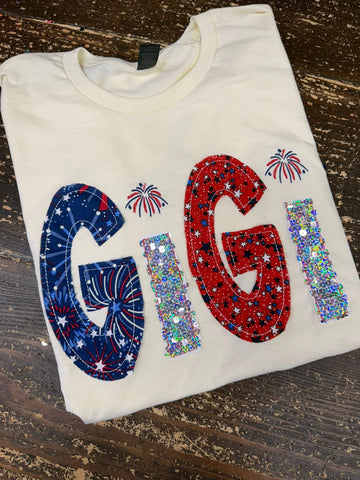 Custom Name Patriotic Shirt, American Name Shirt with Fireworks