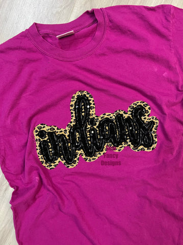 Double Stacked Cursive Team Name - Leopard and Sequins
