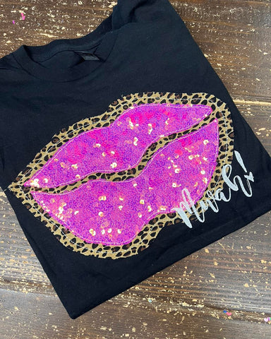 Double Stacked Sequin Lips MWAH Shirt