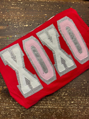 Double Stacked XOXO - Glitter and Fleece Fabrics