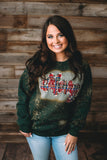 Double Stacked MERRY Sweatshirt - Forest Green