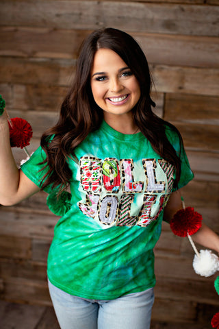 Double Stacked HOLLY JOLLY Tie Dye Shirt - Christmas 2020