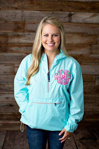 Monogrammed Unlined Lightweight Pullover Rain Jacket