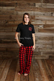 Christmas Pajamas - Black Shirt - Buffalo Plaid/Polka Dot Pants