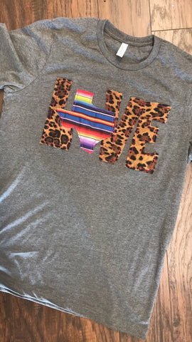 LOVE Shirt with Leopard/Serape