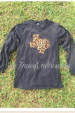 Leopard Texas Long Sleeve V Neck Shirt