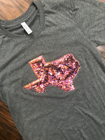 Mermaid Sequined State Shirt - Short Sleeve