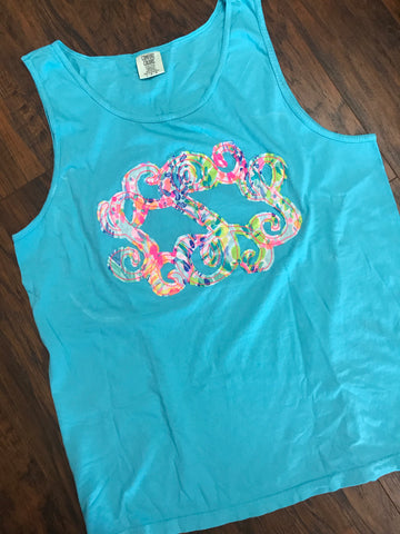 Lilly Pulitzer Fabric Raggy Monogrammed Comfort Colors Tank Top