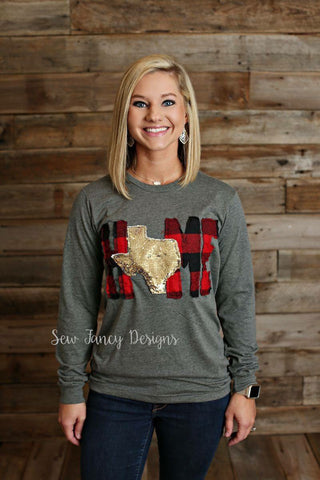 HOME Shirt with Buffalo Plaid / GOLD Mermaid Sequin State