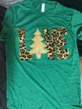 Green with Leopard LOVE Christmas Shirt