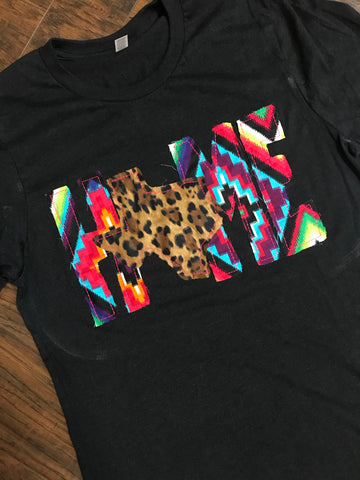 HOME shirt with Aztec and Leopard State