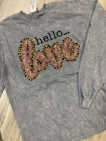 Hello Love Double Stacked Leopard and Sequins Tee - 2022