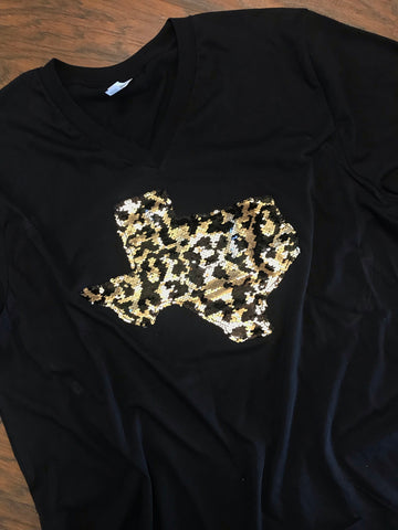 State Shirt with Leopard Print Mermaid Sequins