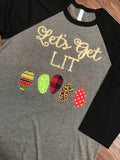 Let's Get Lit Christmas Baseball Tee