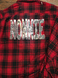 NAME Flannel with Mermaid Sequin Monogram