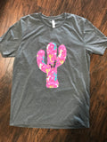 Cactus shirt with Pink Llama/cactus Fabric - Gray