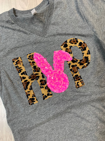 HOP Shirt - Pink Sequin Bunny