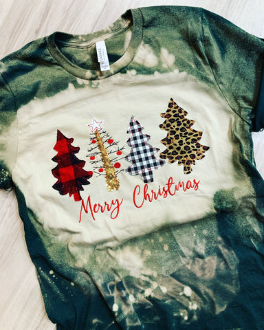 Bleached Trees Christmas Shirt - Forest Green