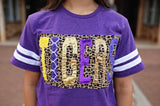 Double Stacked Spirit Shirt on Jersey Style Shirt - Leopard Background - 2021