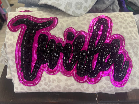 Twirler Shirt - Double Stacked Pink Shiny and Black Sequins