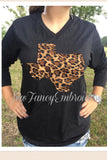 Leopard Texas Long Sleeve V Neck Shirt