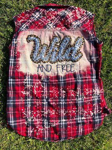 WILD and FREE Super Distressed Sleeveless Flannel