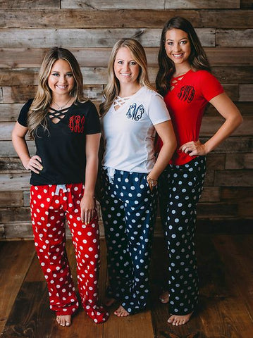 Women's Personalized Embroidered Monogram Flannel Pajama Pants
